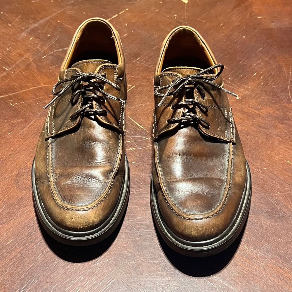 Johnston & Murphy Mens Brown Leather Moc Oxfords Made in Italy 20-5178 Size 9.5